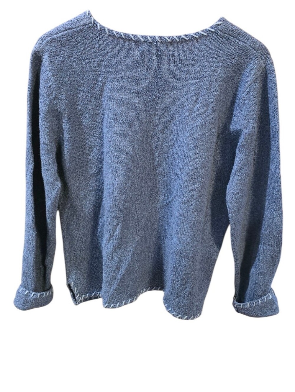 Y2K Vintage Northern Isles Halloween Black Cat Pumpkin Embroidered Blue Sweater - Picture 8 of 11